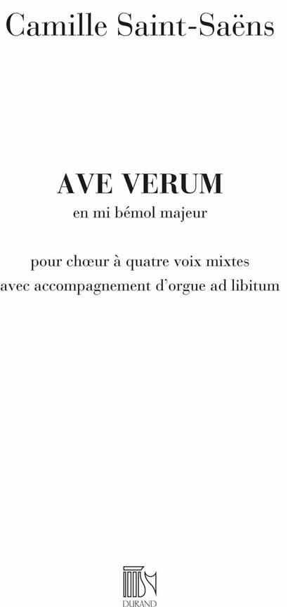 C. Saint Saens Ave Verum En Mi Bemol Majeur,&nbsp;&nbsp;Coro&nbsp;&nbsp;