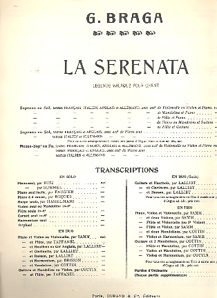 Serenata  pour violon et piano  