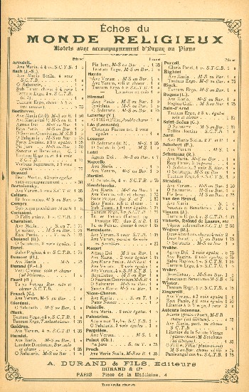 Sub tuum&nbsp;&nbsp;pour 3 voix et piano (orgue)&nbsp;&nbsp;partition