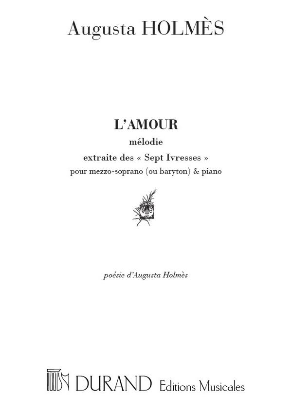 Holmes  L'Amour Mezzo-Piano&nbsp;&nbsp;Vocal and Piano&nbsp;&nbsp;