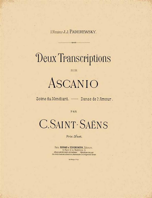 2 Transcriptions sur 'Ascanio'  pour piano  