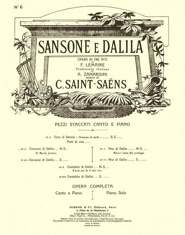 C. Saint-Saens Samson Et Dalila N 7 It-Fr Mezzo-Pno&nbsp;&nbsp;Vocal and Piano&nbsp;&nbsp;