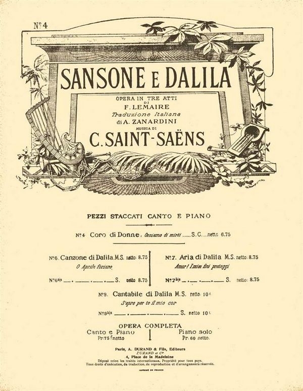 C. Saint-Saens Samson Et Dalila N 4 It-Fr Choeur-Piano&nbsp;&nbsp;Choir&nbsp;&nbsp;