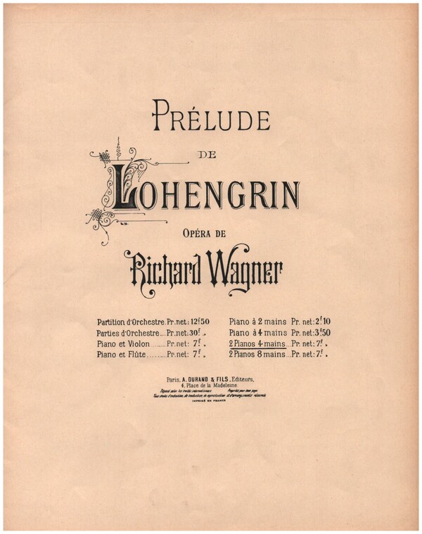 Prélude de Lohengrin&nbsp;&nbsp;for 2 pianos for 4 hands&nbsp;&nbsp;parts