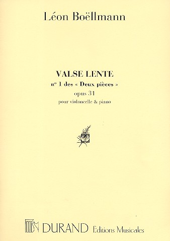 Valse lente op.31,1&nbsp;&nbsp;pour violoncelle et piano&nbsp;&nbsp;