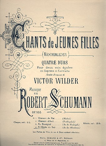 À l'étoile du soir pour 2 voix egales  et piano (frz/dt)  