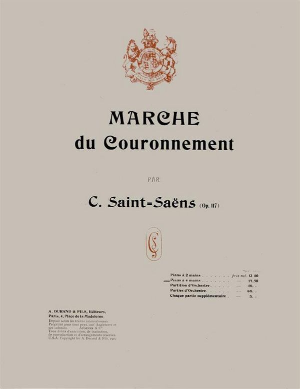 C. Saint-Saens Marche Cour Op117 4 Ms&nbsp;&nbsp;Piano 4 hands&nbsp;&nbsp;