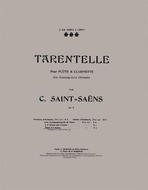 C. Saint-Saens Tarentelle 4 Mains&nbsp;&nbsp;Piano 4 hands&nbsp;&nbsp;