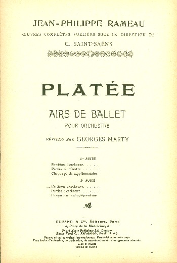 Platée - suite no.2&nbsp;&nbsp;pour orchestre&nbsp;&nbsp;partition de poche
