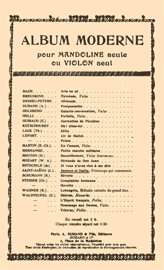 C. Saint-Saens Samson Et Dalila N 6 Violon Seul&nbsp;&nbsp;Violin&nbsp;&nbsp;