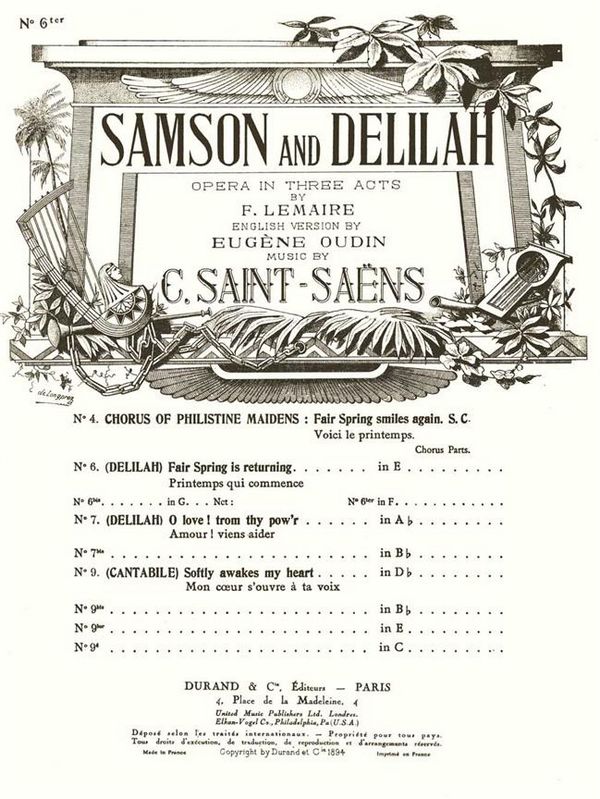 C. Saint-Saens Samson Et Dalila N 6C Ang-Fr Soprano En Fa&nbsp;&nbsp;Vocal and Piano&nbsp;&nbsp;