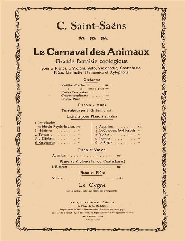 C. Saint-Saens Kangourous Piano&nbsp;&nbsp;Piano&nbsp;&nbsp;