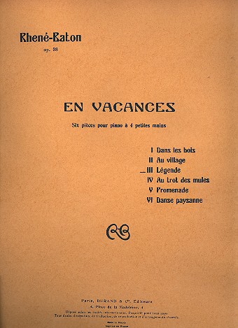 Légende pour piano à 4 mains  partition  