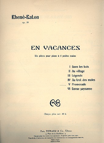 Promenade pour piano à 4 mains  partition  