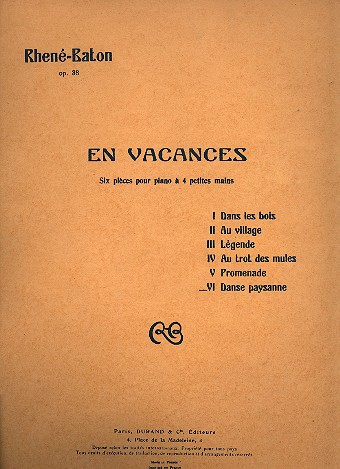 Danse paysanne pour piano à 4 mains  partition  