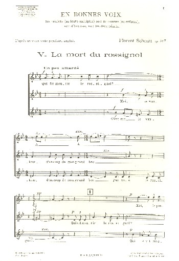 La mort du rossignol op.91,5&nbsp;&nbsp;pour choeur a cappella&nbsp;&nbsp;partition