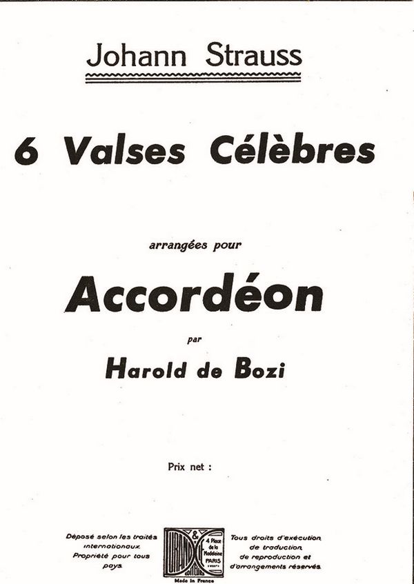Strauss  6 Valses Accordeon&nbsp;&nbsp;Accordion&nbsp;&nbsp;