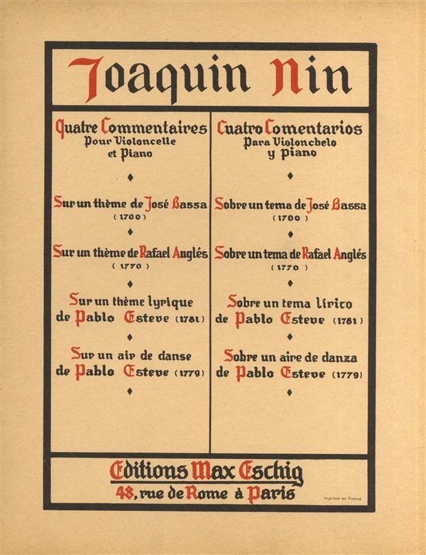 4 Commentaires pour&nbsp;&nbsp;violoncelle et piano&nbsp;&nbsp;