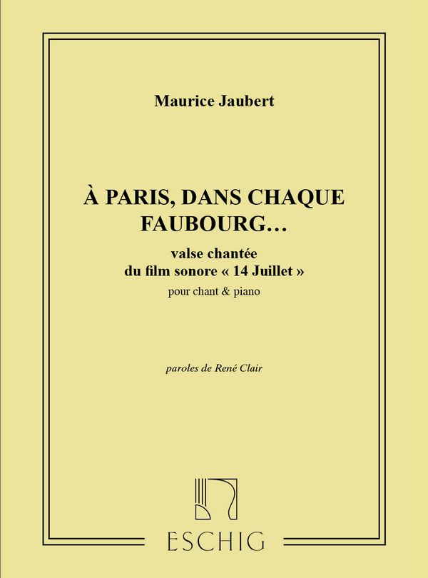 M. Jaubert A Paris Dans Chaque Faubourg.... Valse Chantee&nbsp;&nbsp;Vocal and Piano&nbsp;&nbsp;