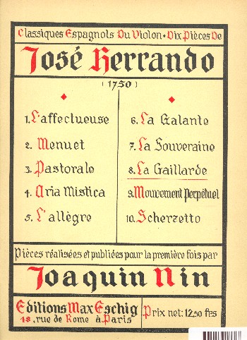 La gaillarde&nbsp;&nbsp;pour violon et piano&nbsp;&nbsp;