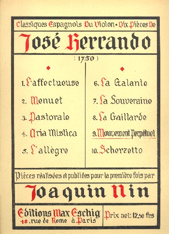 Mouvement perpetuel&nbsp;&nbsp;pour violon et piano&nbsp;&nbsp;