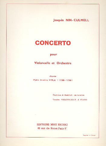 Concerto pour violoncelle et orchestre  pour violoncelle et piano  