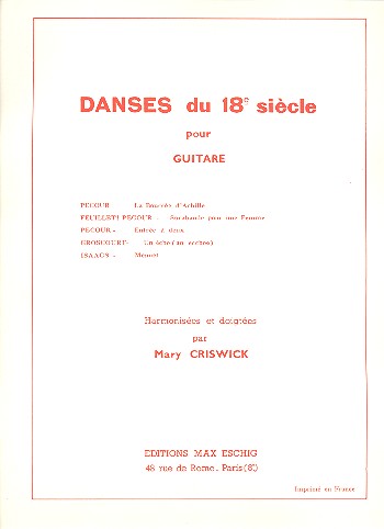 Danses du 18e siècle&nbsp;&nbsp;pour guitare&nbsp;&nbsp;