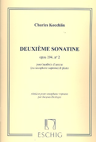 Sonatine op.194,2 pour hautbois d'amour&nbsp;&nbsp;(saxophone soprano) et piano&nbsp;&nbsp;partie saxophone soprano