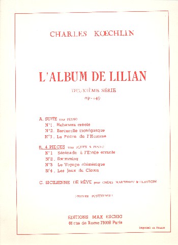 L'Album de Lilian vol.2 op.149b - 4 pièces  pour flûte et piano  