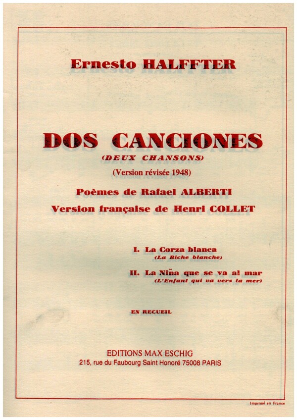 2 Canciones  for vocal and piano (sp/fr)  