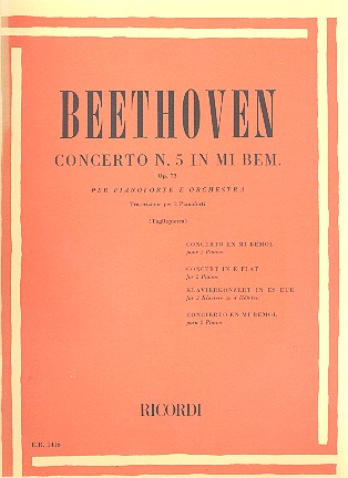 Concerto in mi bemol no.5 op.73 per pianoforte e orchestra&nbsp;&nbsp;per 2 pianoforti&nbsp;&nbsp;partitura