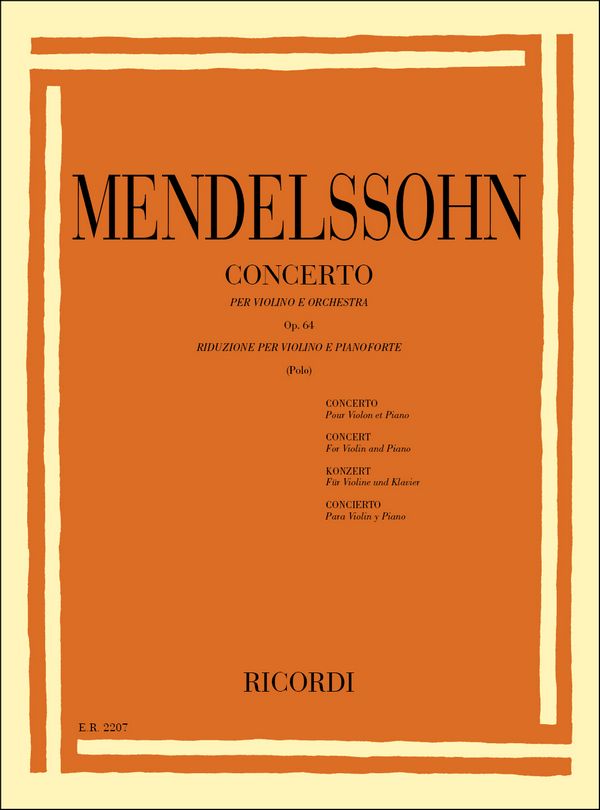 F. Mendelssohn Concerto Per Violino In Mi Min. Op. 64 (Polo)&nbsp;&nbsp;Violin and Piano&nbsp;&nbsp;