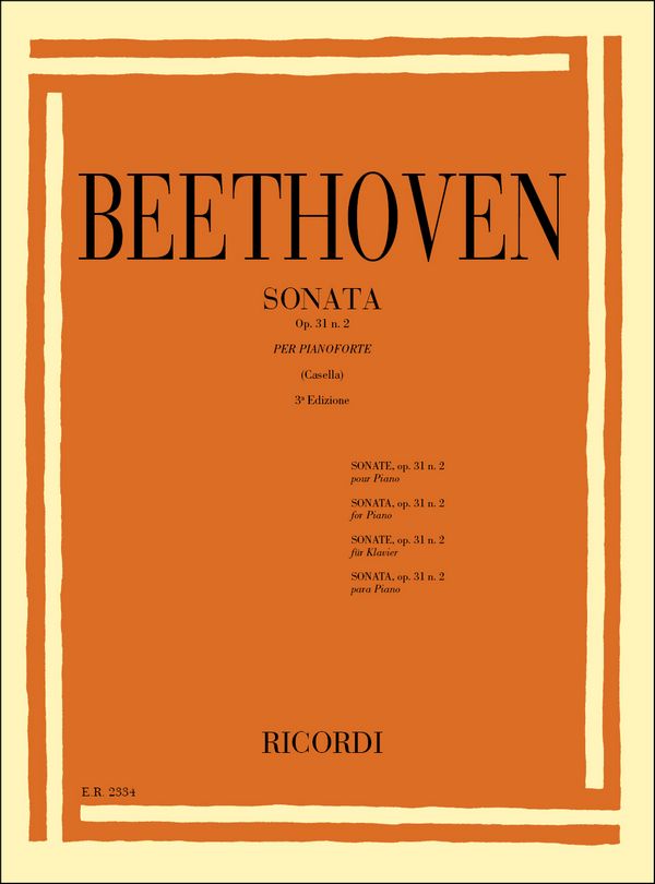 L.V. Beethoven 32 Sonate: N. 17 In Re Min. Op. 31 N. 2 'La&nbsp;&nbsp;Piano&nbsp;&nbsp;