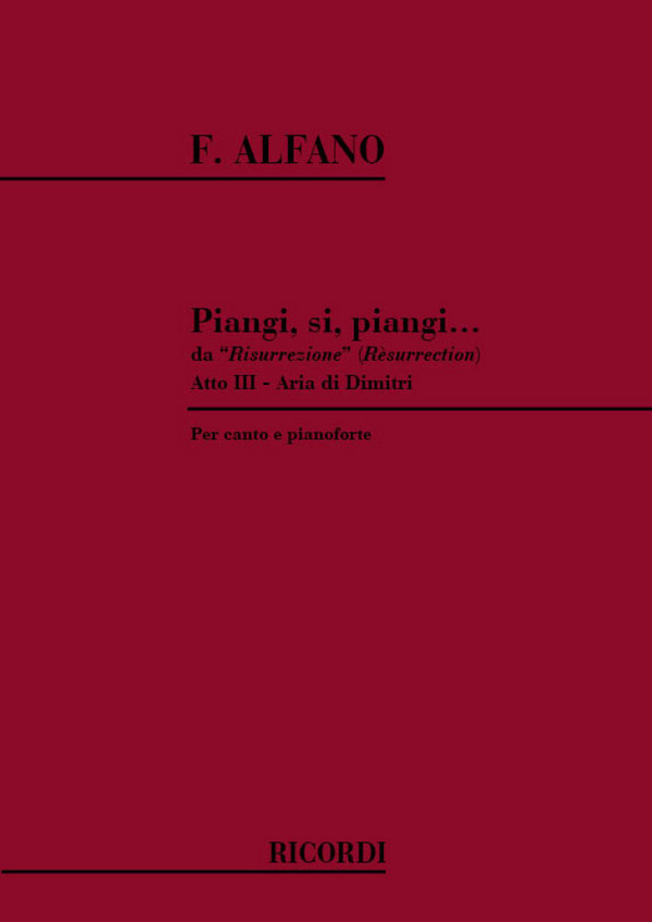 F. Alfano Piangi Si Piangi&nbsp;&nbsp;Vocal and Piano&nbsp;&nbsp;