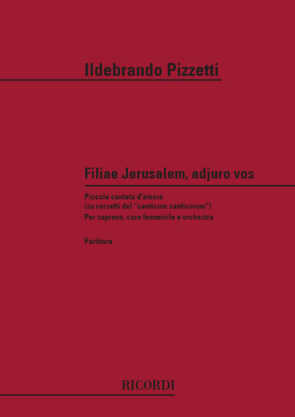 I. Pizzetti Filiae Jerusalem, Adjuro Vos&nbsp;&nbsp;Partitura&nbsp;&nbsp;