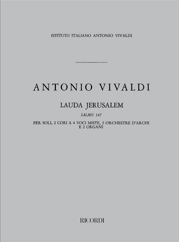 A. Vivaldi Lauda Jerusalem. Salmo 147 Rv 609&nbsp;&nbsp;Partitura&nbsp;&nbsp;