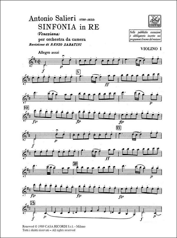 Sinfonia In Re&nbsp;&nbsp;für Kammerorchester&nbsp;&nbsp;Stimmensatz (Streicher 3-3-2-2-2)