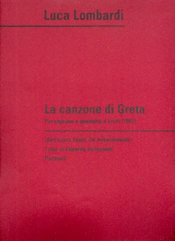 Canzone di Greta  per soprano e quartetto d'archi  partitura (it)