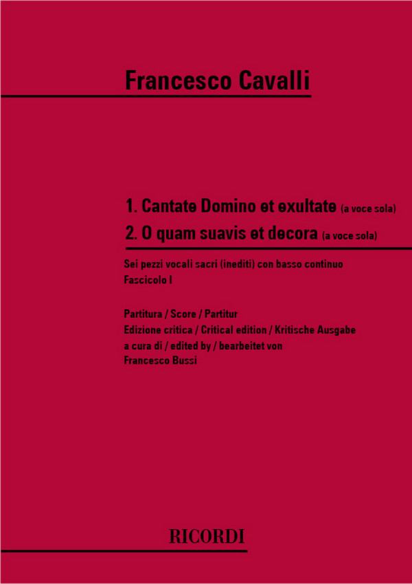 6 Pezzi Vocali Sacri (Inediti) Con Basso Continuo Vol.1&nbsp;&nbsp;per canto e basso continuo&nbsp;&nbsp;partitura