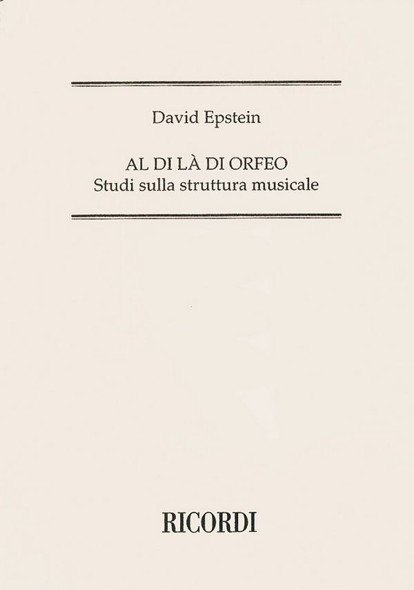 D. Epstein Al Di La' Di Orfeo&nbsp;&nbsp;Opera Theory&nbsp;&nbsp;