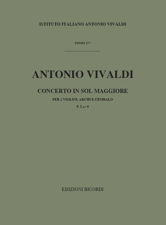 Concerto in sol maggiore per 2 violini,&nbsp;&nbsp;archi e cembalo&nbsp;&nbsp;partitura