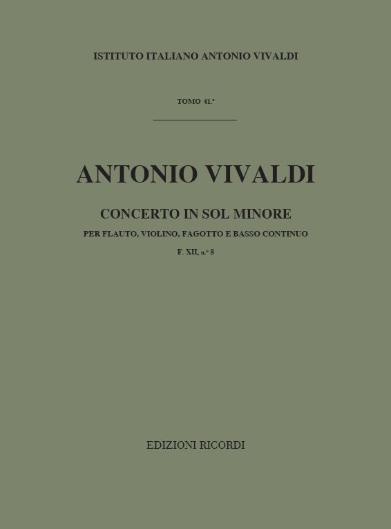 Concerto in Sol Minore F.XII no.8&nbsp;&nbsp;per flauto, violino,fagotto e basso continuo&nbsp;&nbsp;partitura