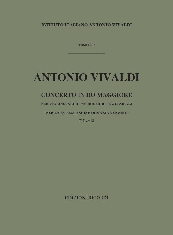 Concerto in do maggiore per violino,&nbsp;&nbsp;archi in due cori e 2 cembali&nbsp;&nbsp;partitura