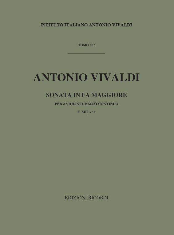 A. Vivaldi Sonate Per Vl. E B.C.: Per 2 Vl. In Fa Rv 70&nbsp;&nbsp;Sonate Per 2 Violini&nbsp;&nbsp;