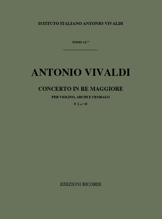 Concerto in Re RV 229&nbsp;&nbsp;per violino, archi e cembalo&nbsp;&nbsp;partitura tascabile