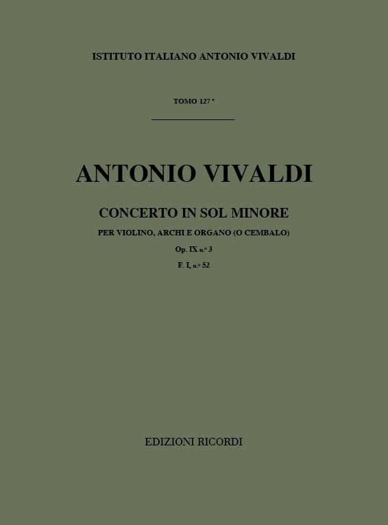 Concerto in sol minore op.9,3 F.I,52&nbsp;&nbsp;per violino, archi e organo o cembalo&nbsp;&nbsp;partitura