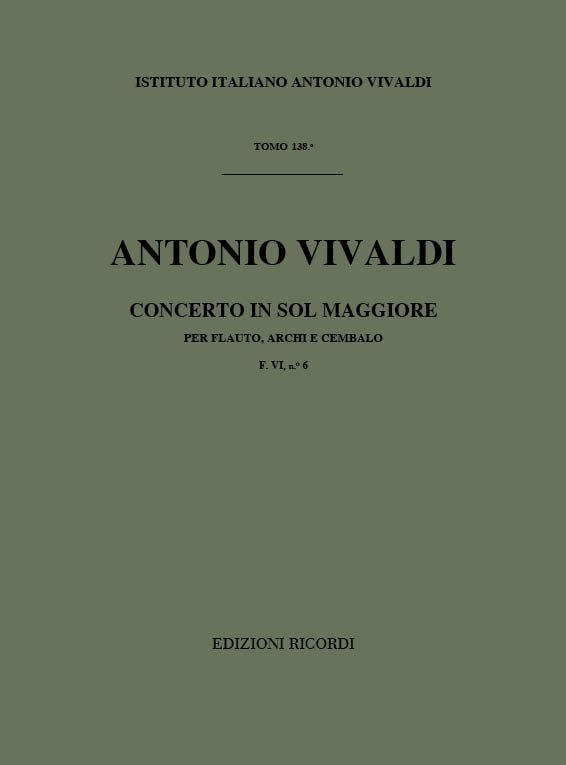 A. Vivaldi Concerti Per Fl., Archi E B.C.: In Sol Rv 438&nbsp;&nbsp;Concerti Per 1 O 2 Flauti&nbsp;&nbsp;