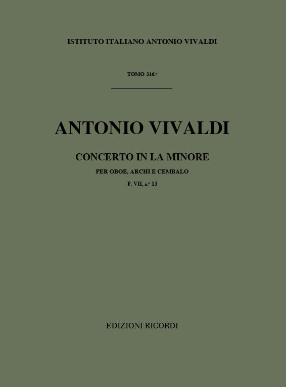 Concerti  in La Minore RV 463  per oboe, archi e cembalo  partitura