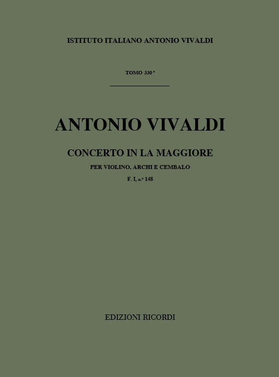 A. Vivaldi Concerti Per Vl., Archi E B.C.: In La Rv 341&nbsp;&nbsp;Concerti Per Violino&nbsp;&nbsp;