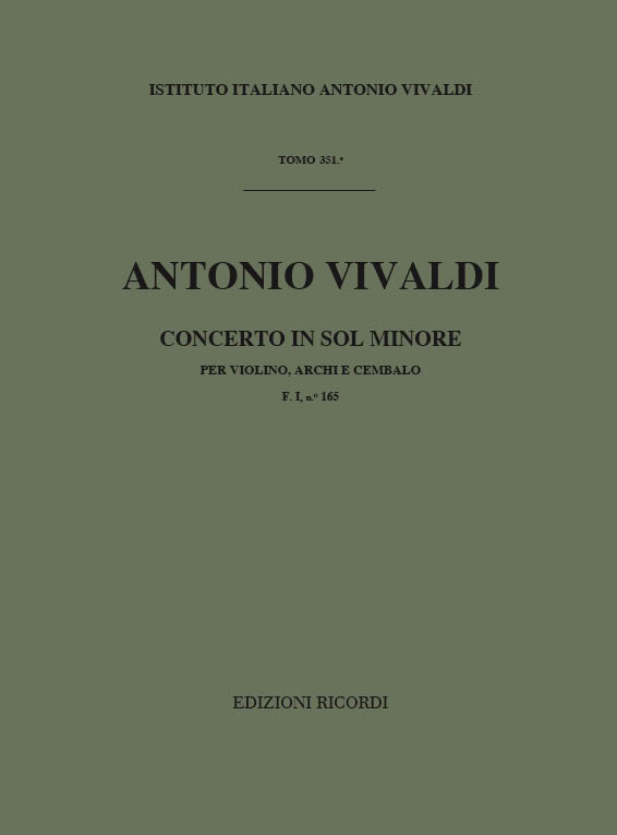 Concerto in sol minore RV319&nbsp;&nbsp;per violino, archi e cambalo&nbsp;&nbsp;partitura